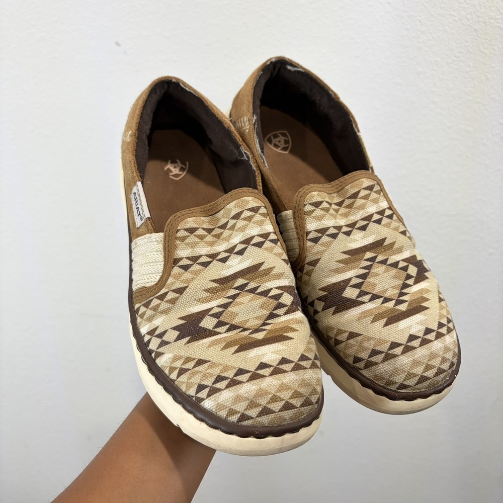 Women's Ariat Tan Diamond Aztec Ryder Size 7B 10031626 Good Condition